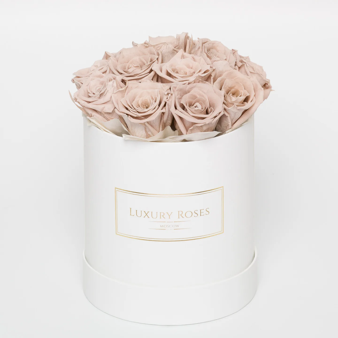 Букет 15 кофейных роз в шляпной коробке, Букеты в шляпной коробке - Luxury Roses, СПб