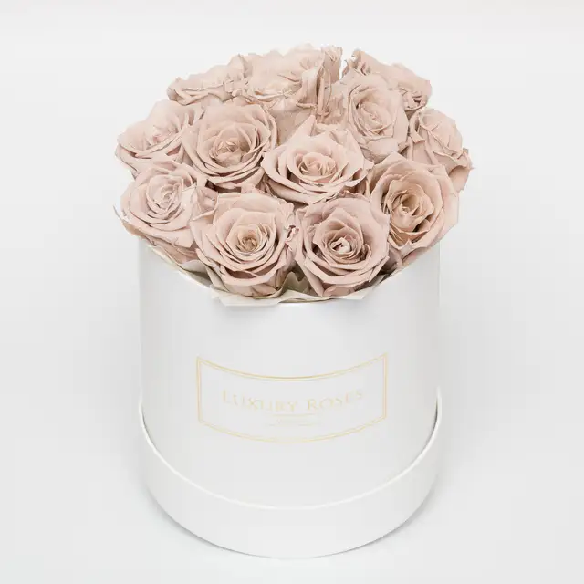 Букет 15 кофейных роз в шляпной коробке, Букеты в шляпной коробке - Luxury Roses, СПб - фото 2