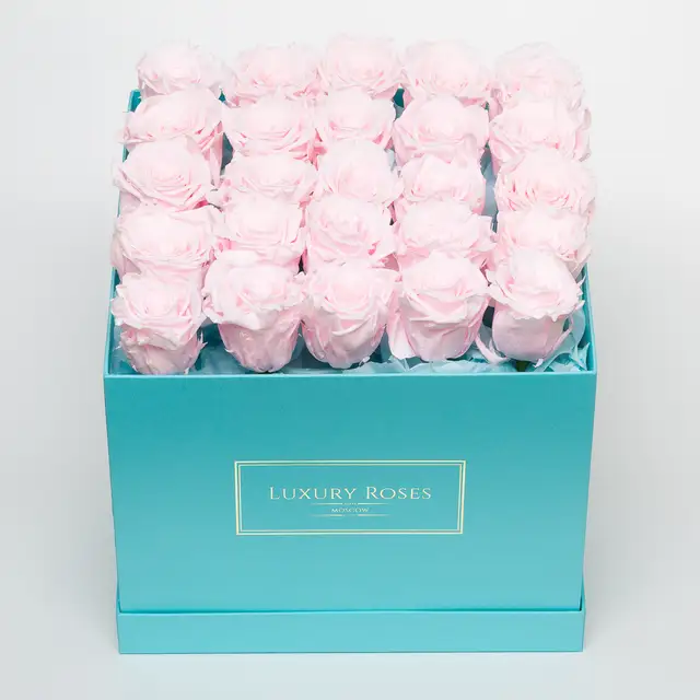 Букет 25 розовых роз в тиффани коробке, Букеты в квадратной коробке - Luxury Roses, СПб - фото 2