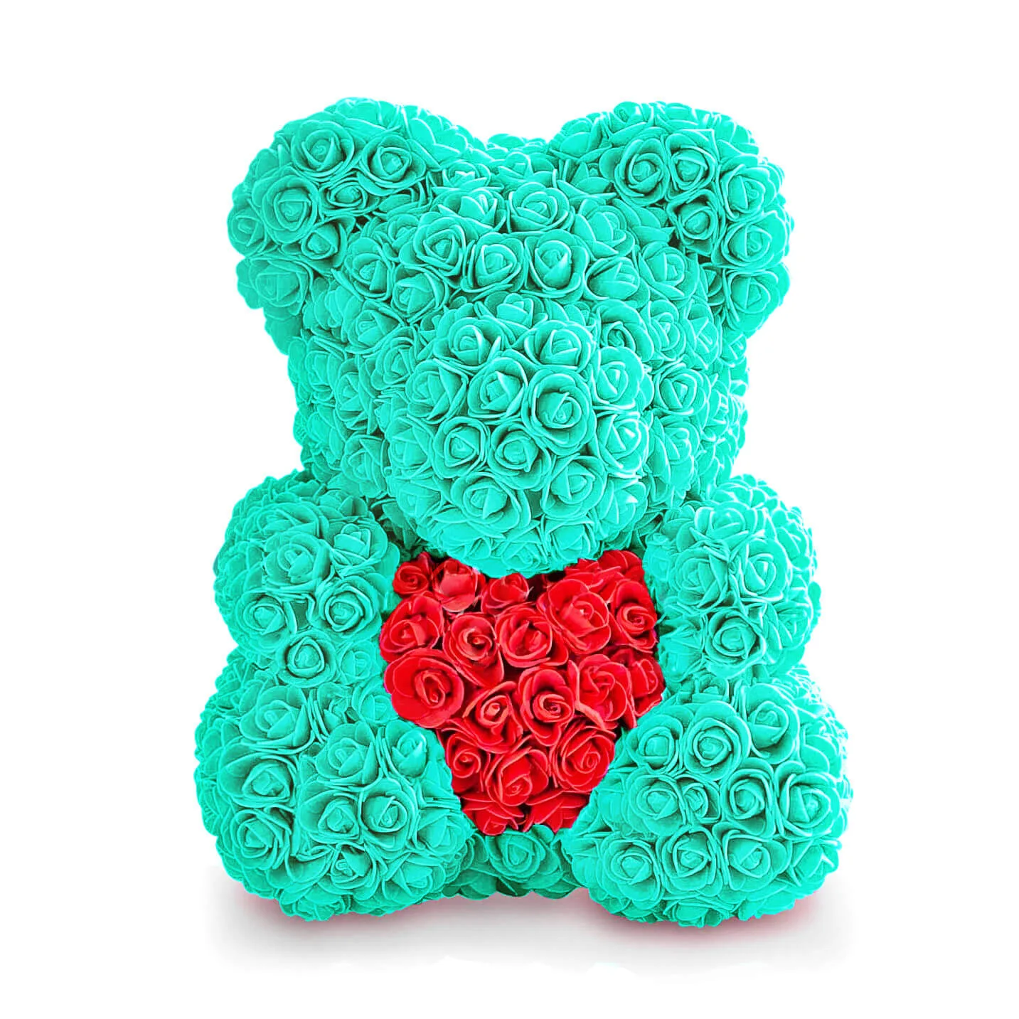 Мишка из роз Tiffany с сердцем (40 см), Мишки из роз - Luxury Roses, СПб