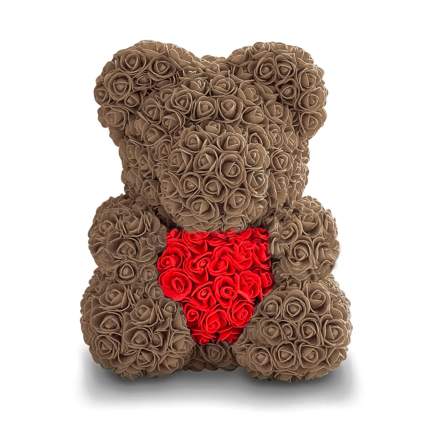 Мишка из роз chokolate с сердцем (40 см), Мишки из роз - Luxury Roses, СПб
