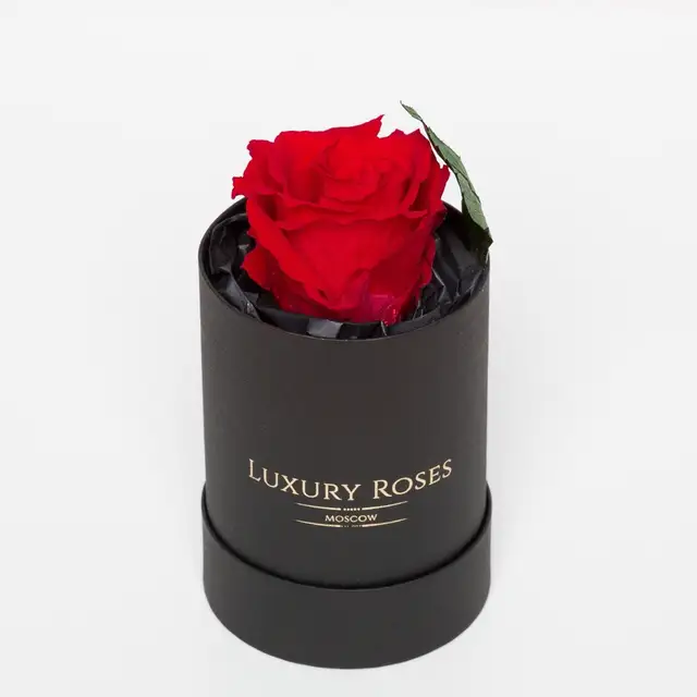 Красная роза в черной шляпной коробке, Букеты в шляпной коробке - Luxury Roses, СПб - фото 2