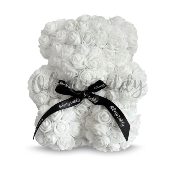 Мишка из роз White (20 см)