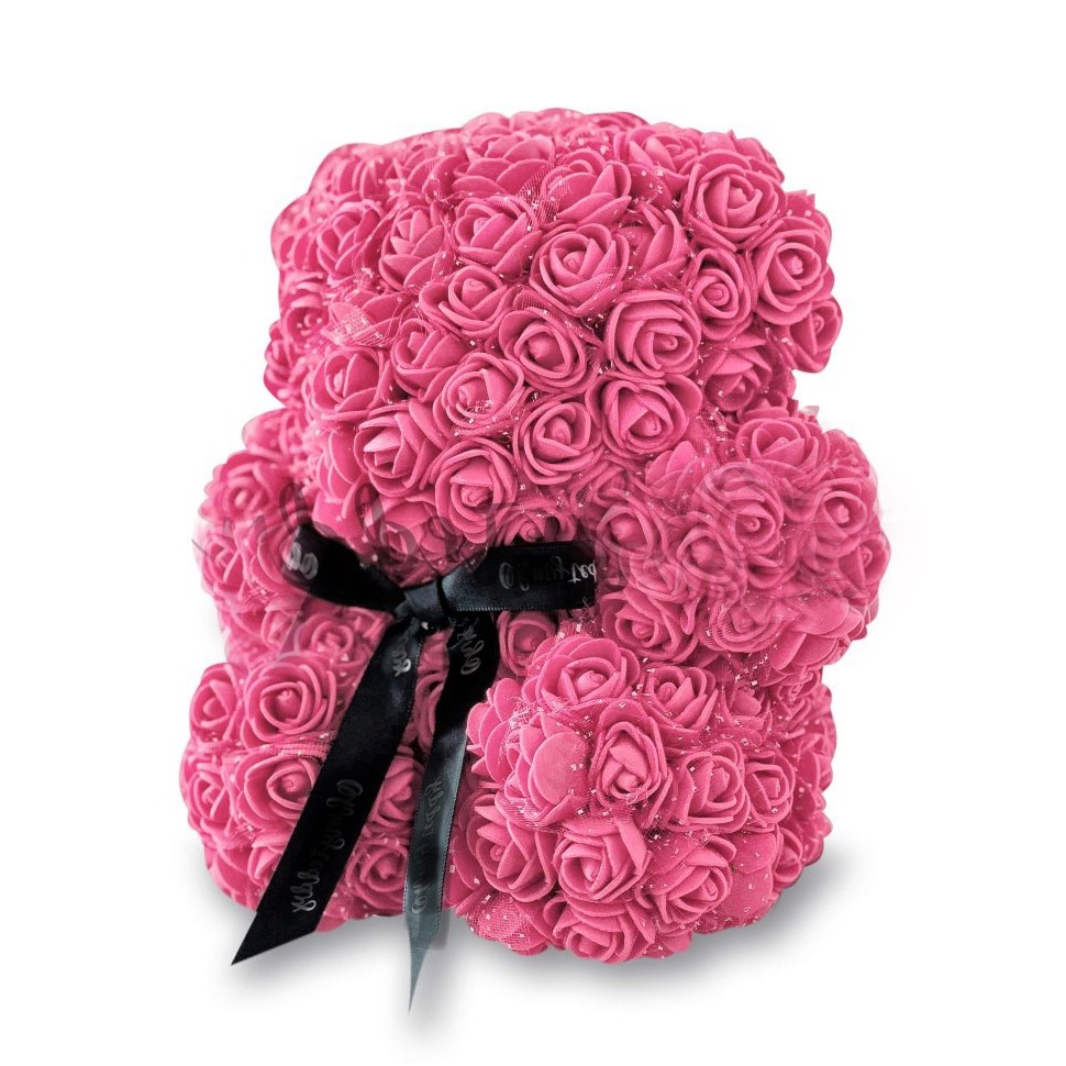 Мишка из роз Pink (25 см)