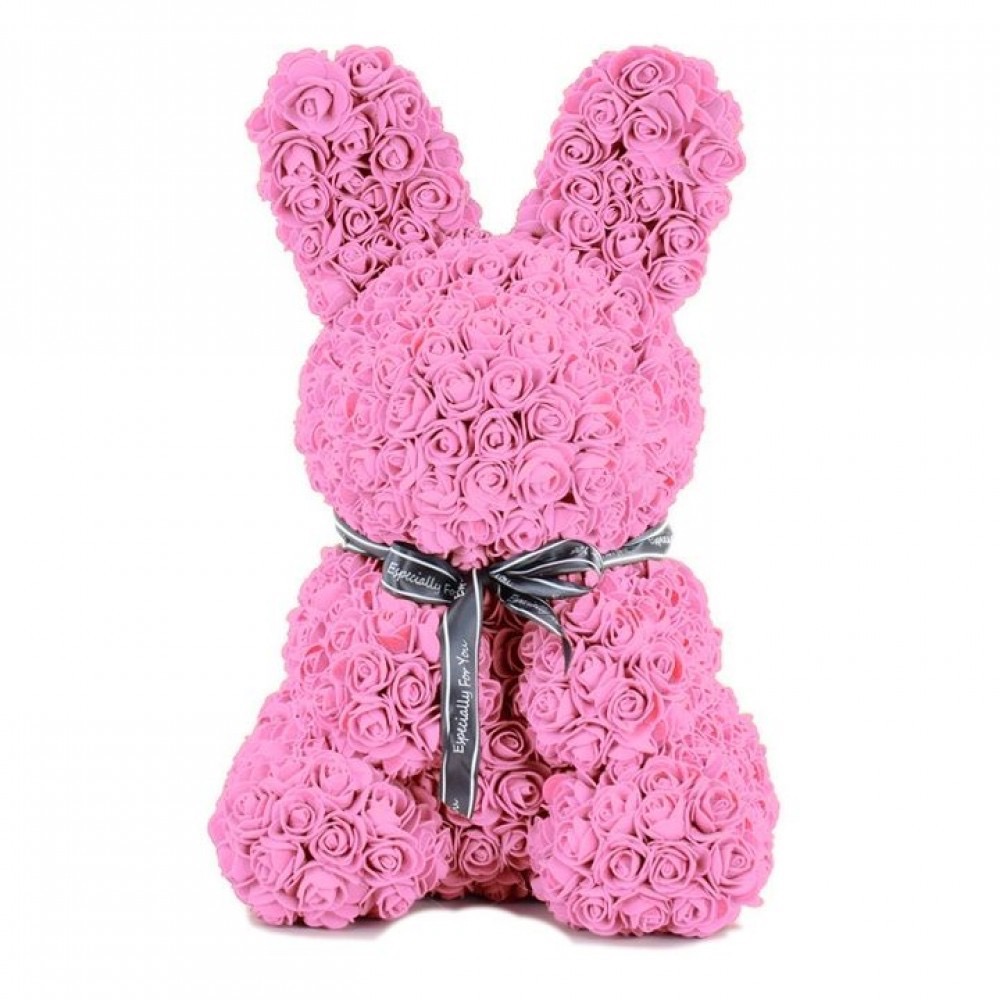 Заяц из роз розовый (45 см)