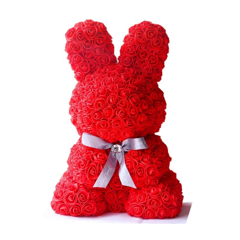 Заяц из роз красный (45 см)
