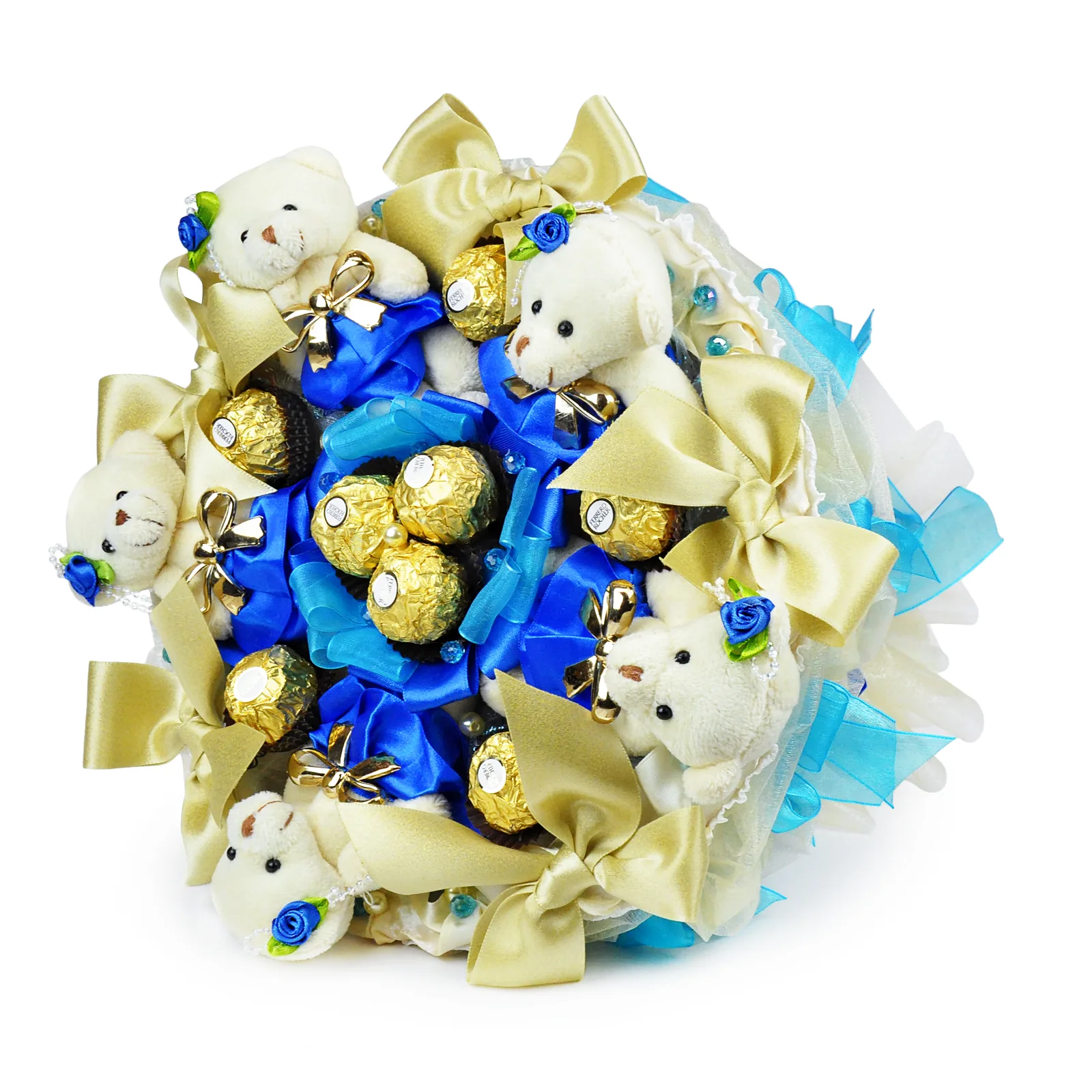 Букет из конфет Мишка Синий, Без раздела - Luxury Roses, СПб